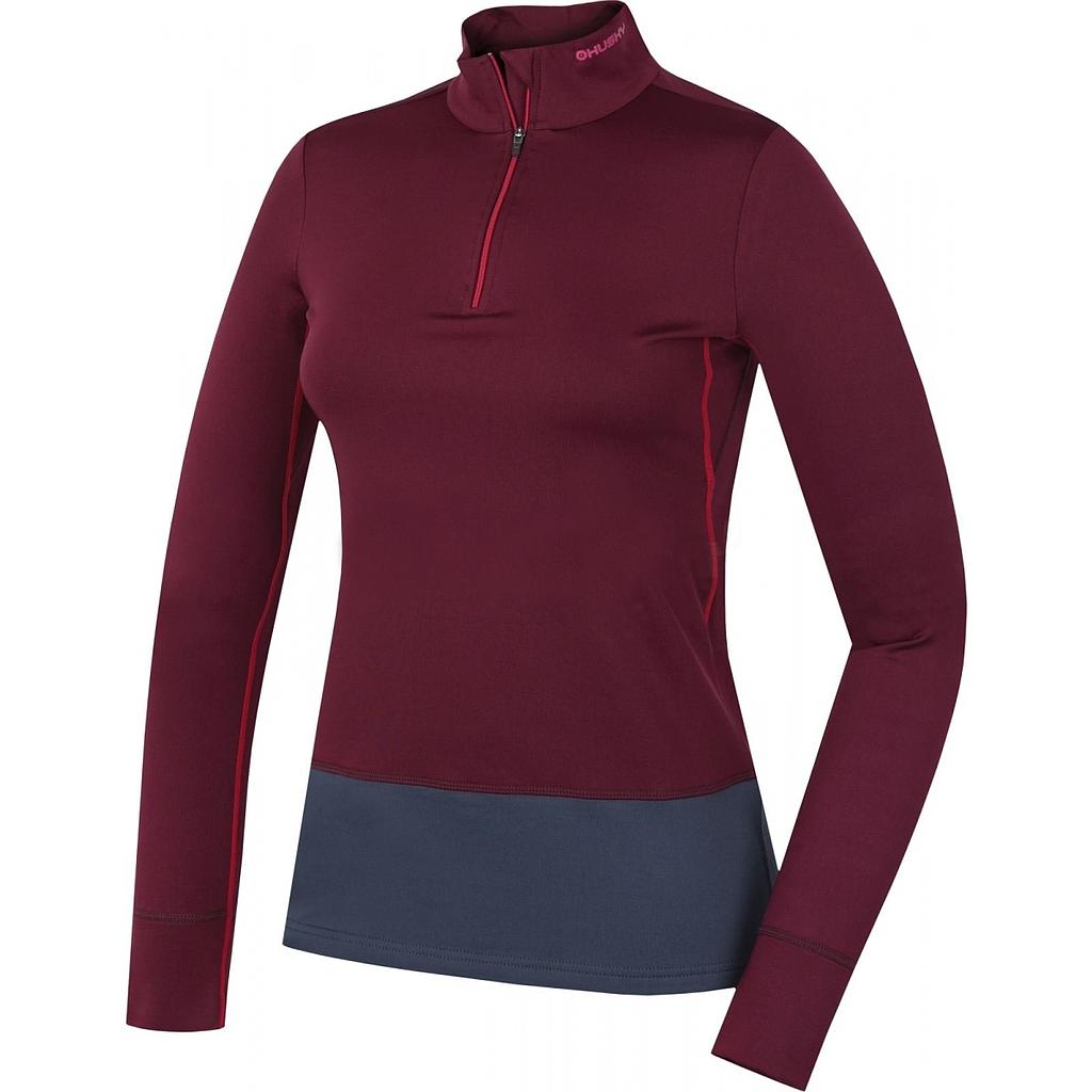 Dámske termo tričko Husky Active Winter Long s dlhými rukávmi a zipsom figové L
